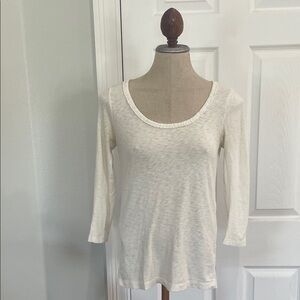 J.Crew scoopneck 100% cotton Creamy white long sleeve Top Tee women’s size M